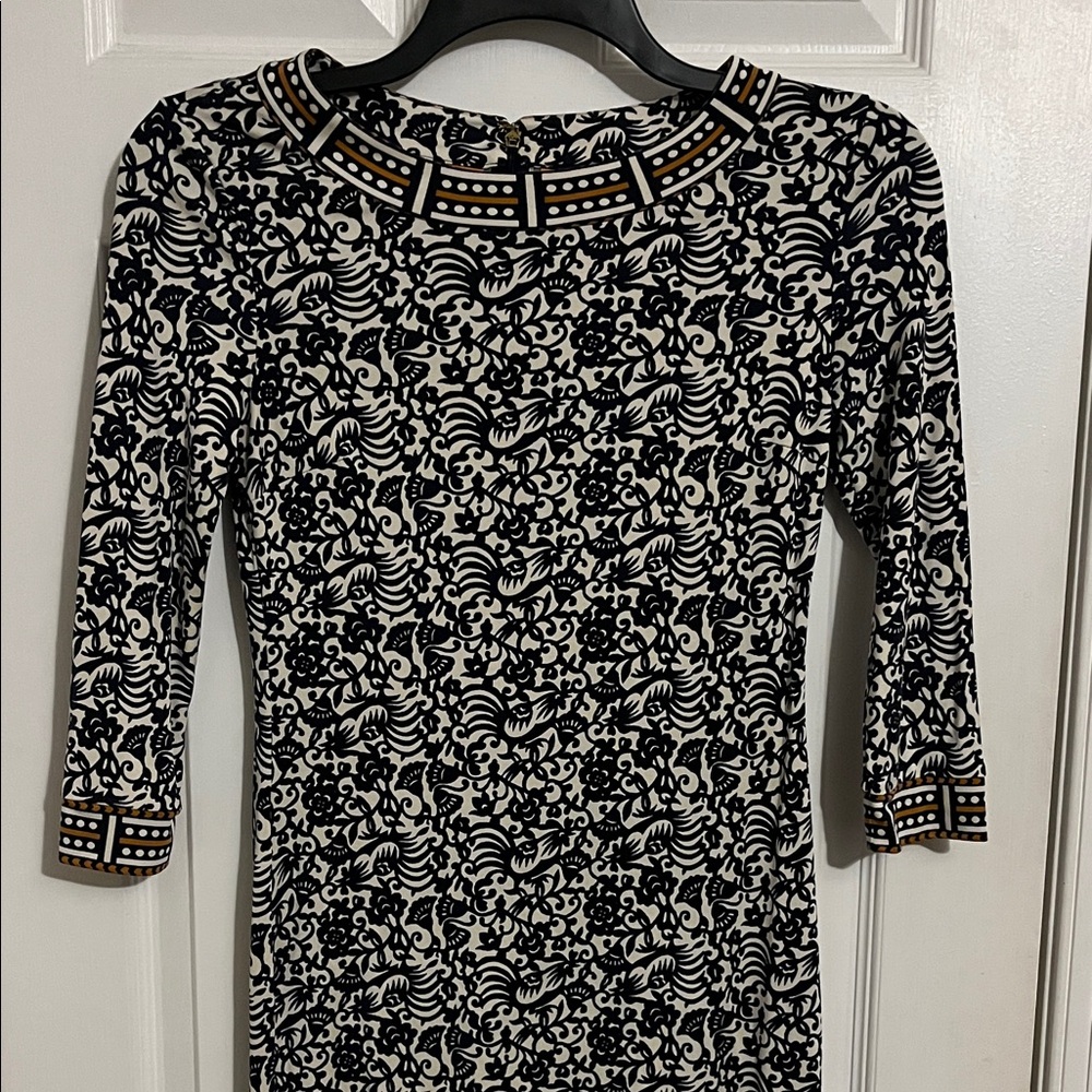 Tory Burch Black and White Dress with Gold Details